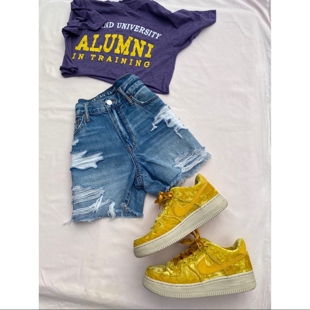 Nike Air Force 1s Yellow Crushed Velvet